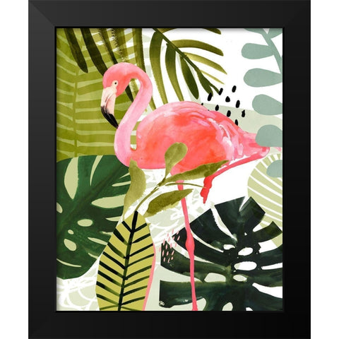 Flamingo Forest I Black Modern Wood Framed Art Print by Borges, Victoria