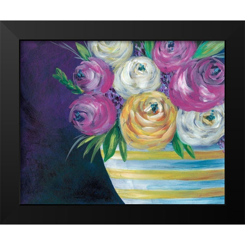 Cotton Candy Floral I Black Modern Wood Framed Art Print by Moore, Regina