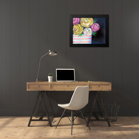 Cotton Candy Floral II Black Modern Wood Framed Art Print by Moore, Regina