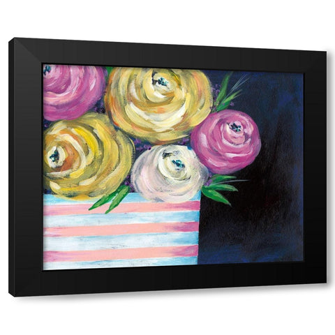 Cotton Candy Floral II Black Modern Wood Framed Art Print with Double Matting by Moore, Regina