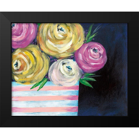 Cotton Candy Floral II Black Modern Wood Framed Art Print by Moore, Regina