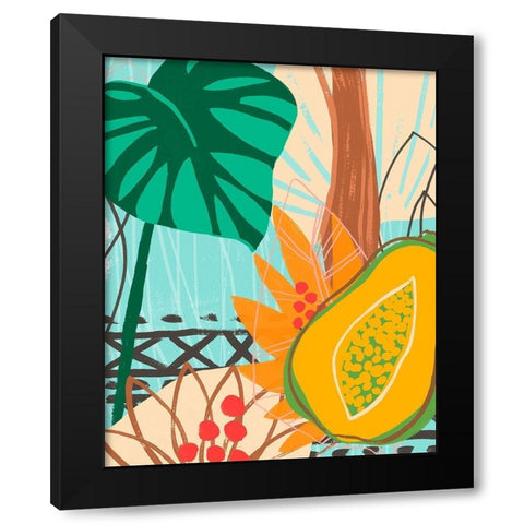 Graphic Jungle I Black Modern Wood Framed Art Print by Vess, June Erica