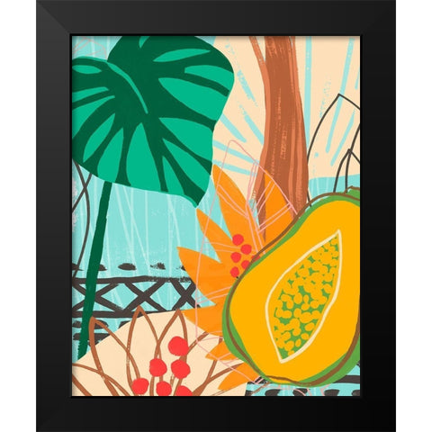 Graphic Jungle I Black Modern Wood Framed Art Print by Vess, June Erica