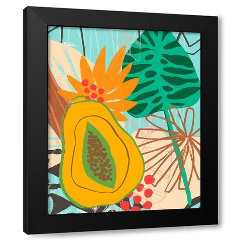 Graphic Jungle II Black Modern Wood Framed Art Print by Vess, June Erica