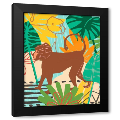 Graphic Jungle III Black Modern Wood Framed Art Print by Vess, June Erica