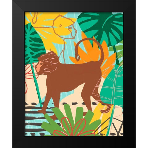 Graphic Jungle III Black Modern Wood Framed Art Print by Vess, June Erica