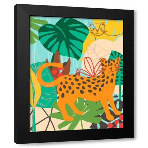 Graphic Jungle IV Black Modern Wood Framed Art Print with Double Matting by Vess, June Erica