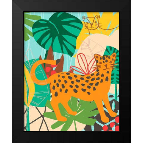 Graphic Jungle IV Black Modern Wood Framed Art Print by Vess, June Erica