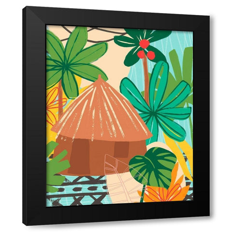 Graphic Jungle V Black Modern Wood Framed Art Print with Double Matting by Vess, June Erica