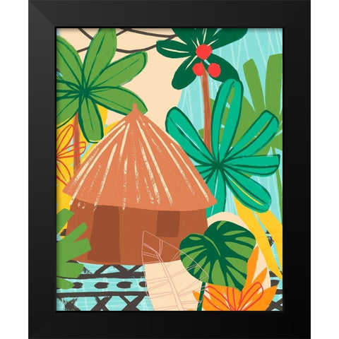 Graphic Jungle V Black Modern Wood Framed Art Print by Vess, June Erica