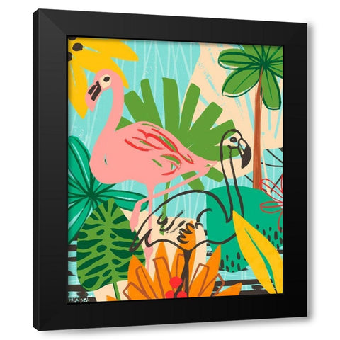 Graphic Jungle VI Black Modern Wood Framed Art Print with Double Matting by Vess, June Erica