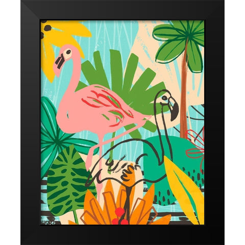 Graphic Jungle VI Black Modern Wood Framed Art Print by Vess, June Erica