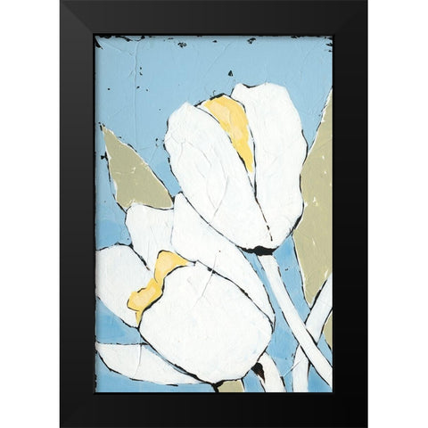 White Tulip Triptych I Black Modern Wood Framed Art Print by Reynolds, Jade