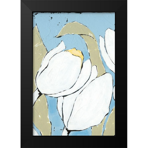 White Tulip Triptych II Black Modern Wood Framed Art Print by Reynolds, Jade