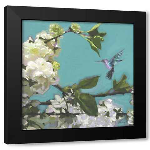 Hummingbird Florals I Black Modern Wood Framed Art Print with Double Matting by Novak, Rick