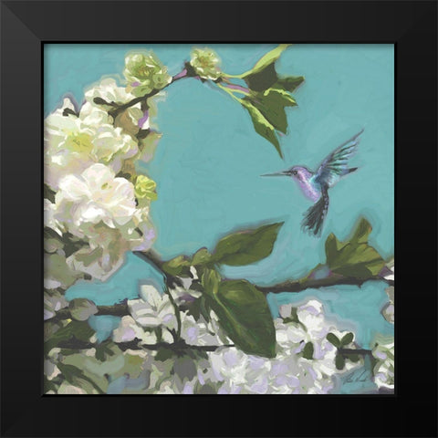 Hummingbird Florals I Black Modern Wood Framed Art Print by Novak, Rick