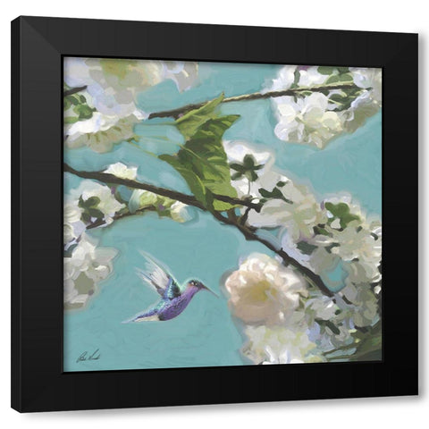 Hummingbird Florals II Black Modern Wood Framed Art Print by Novak, Rick