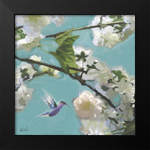 Hummingbird Florals II Black Modern Wood Framed Art Print by Novak, Rick