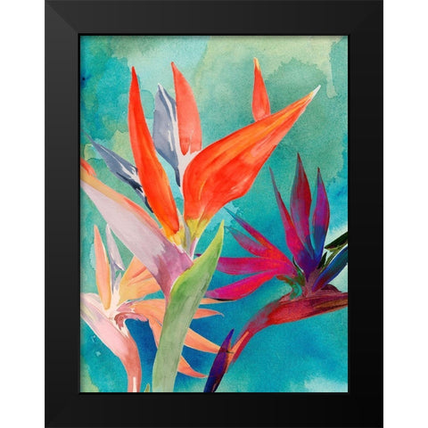 Vivid Birds of Paradise I Black Modern Wood Framed Art Print by Parker, Jennifer Paxton