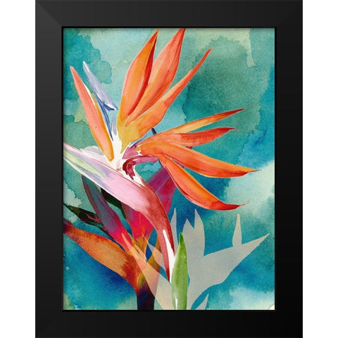 Vivid Birds of Paradise II Black Modern Wood Framed Art Print by Parker, Jennifer Paxton