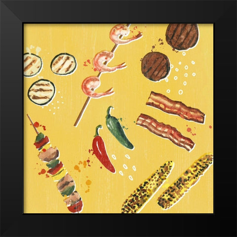 Throw it on the Grill I Black Modern Wood Framed Art Print by Borges, Victoria