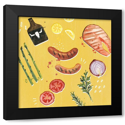 Throw it on the Grill II Black Modern Wood Framed Art Print by Borges, Victoria