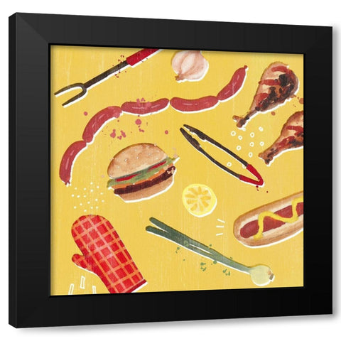 Throw it on the Grill III Black Modern Wood Framed Art Print by Borges, Victoria