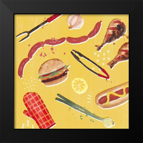 Throw it on the Grill III Black Modern Wood Framed Art Print by Borges, Victoria