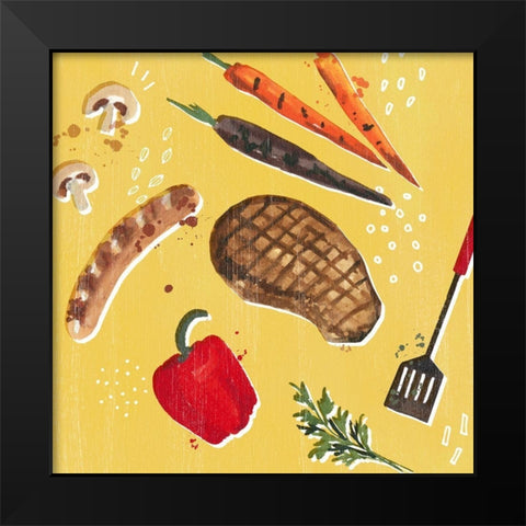 Throw it on the Grill IV Black Modern Wood Framed Art Print by Borges, Victoria