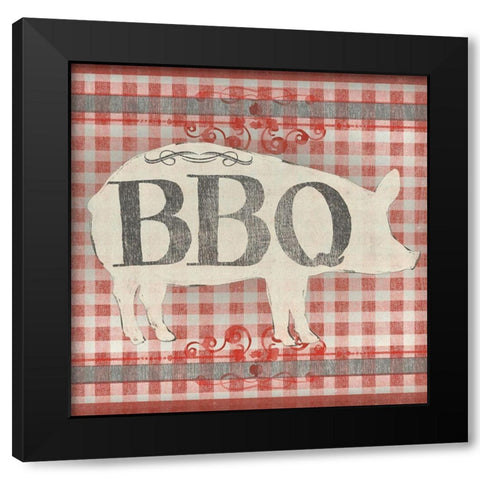 Gingham BBQ I Black Modern Wood Framed Art Print with Double Matting by Vess, June Erica