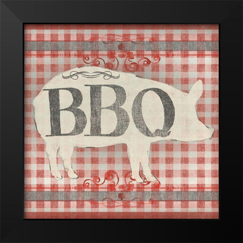 Gingham BBQ I Black Modern Wood Framed Art Print by Vess, June Erica