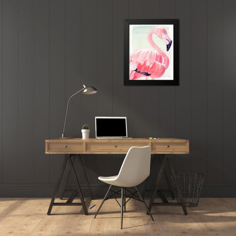 Pastel Flamingo II Black Modern Wood Framed Art Print by Parker, Jennifer Paxton