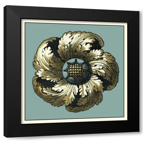 Floral Medallion II Black Modern Wood Framed Art Print with Double Matting by Vision Studio