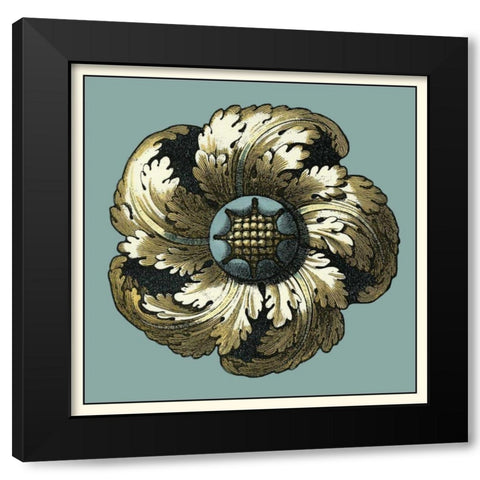 Floral Medallion II Black Modern Wood Framed Art Print by Vision Studio