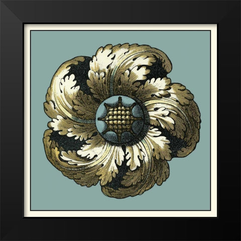 Floral Medallion II Black Modern Wood Framed Art Print by Vision Studio