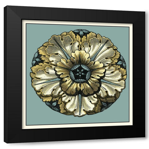 Floral Medallion V Black Modern Wood Framed Art Print with Double Matting by Vision Studio