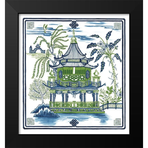 Pagoda Visit I Black Modern Wood Framed Art Print by Wang, Melissa