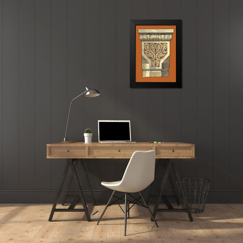 Graphic Capital V Black Modern Wood Framed Art Print by Vision Studio