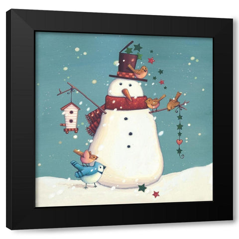 Folk Snowman I Black Modern Wood Framed Art Print by Eisner, Viv