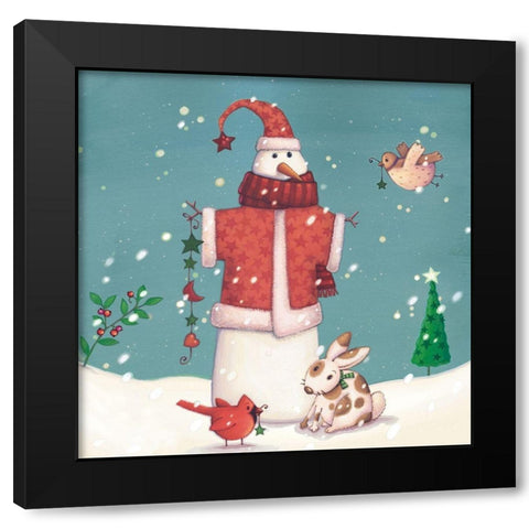 Folk Snowman II Black Modern Wood Framed Art Print with Double Matting by Eisner, Viv