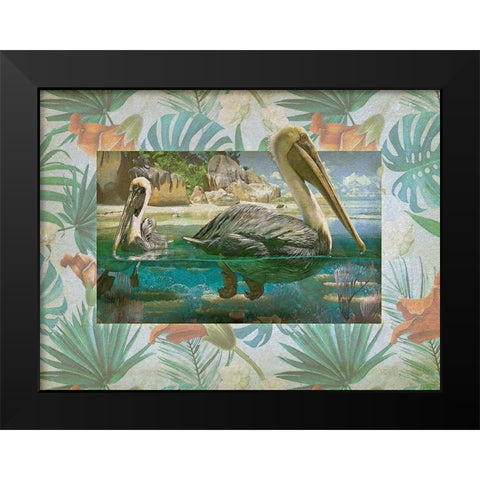 Pelican Paradise V Black Modern Wood Framed Art Print by Hunziker, Steve
