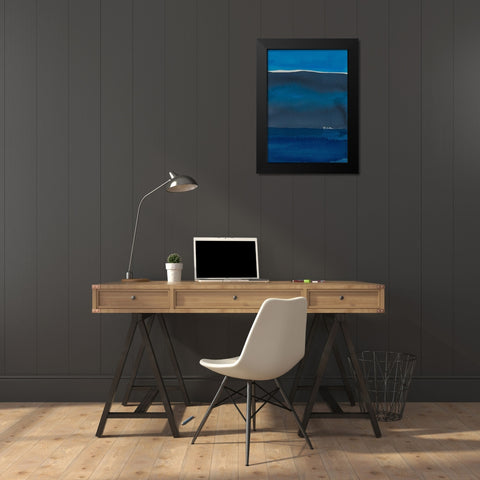 Sapphire Horizon II Black Modern Wood Framed Art Print by Delamater, Rob
