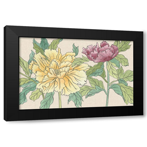 Peony Blooms II Black Modern Wood Framed Art Print by Wang, Melissa