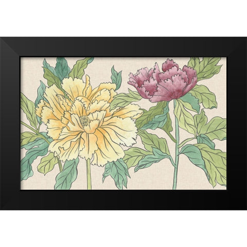 Peony Blooms II Black Modern Wood Framed Art Print by Wang, Melissa