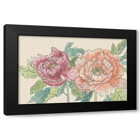 Peony Blooms IV Black Modern Wood Framed Art Print by Wang, Melissa