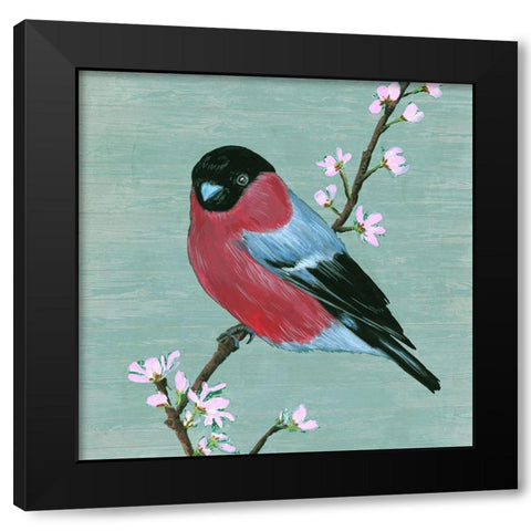 Bird and Blossoms I Black Modern Wood Framed Art Print with Double Matting by Wang, Melissa