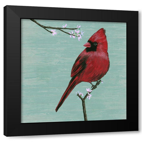 Bird and Blossoms II Black Modern Wood Framed Art Print by Wang, Melissa