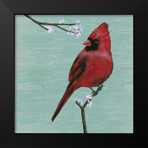 Bird and Blossoms II Black Modern Wood Framed Art Print by Wang, Melissa