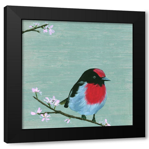 Bird and Blossoms IV Black Modern Wood Framed Art Print with Double Matting by Wang, Melissa