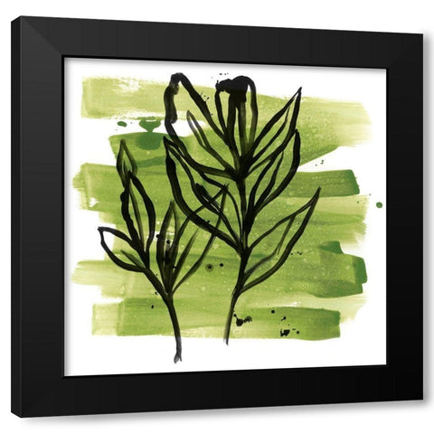 Tropical Sumi-e VI Black Modern Wood Framed Art Print with Double Matting by Vess, June Erica